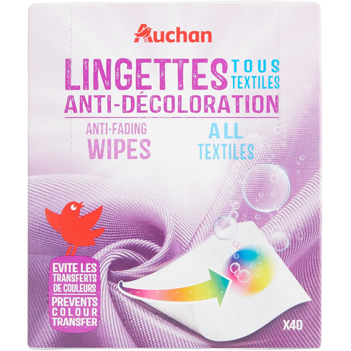 AUCHAN Lingettes protection anti-décoloration