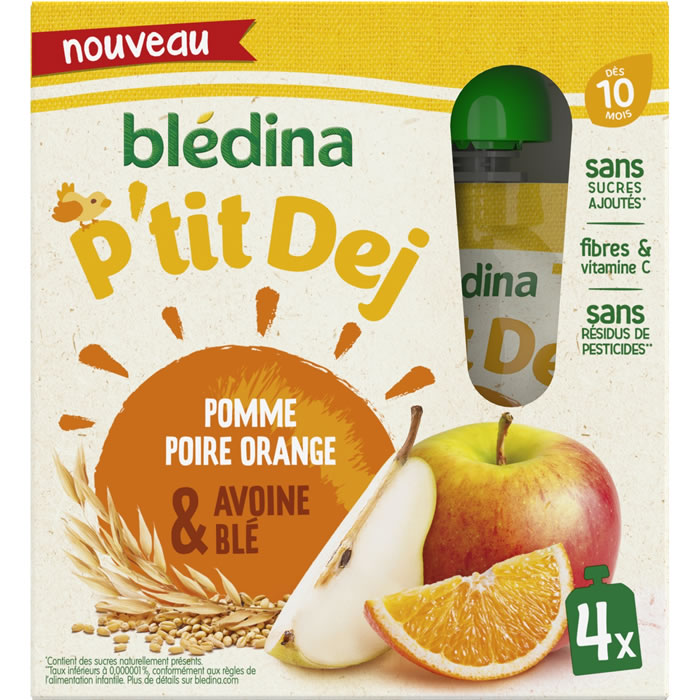 BLEDINA P'tit Dej Dessert pomme, poire et orange dès 10 mois