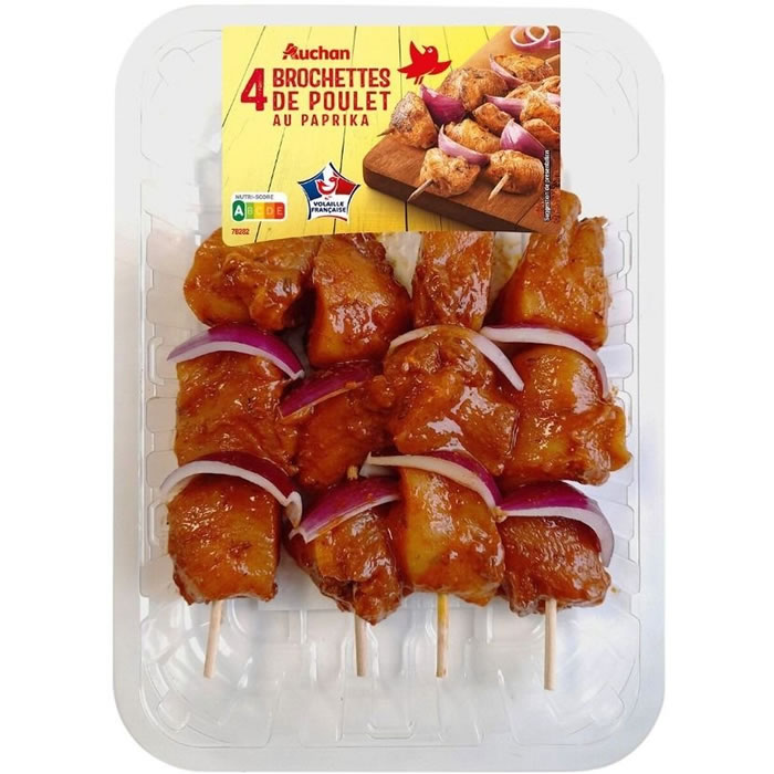 AUCHAN Brochettes de poulet au paprika