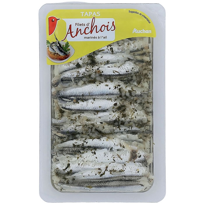 AUCHAN Filets d'anchois marinés à l'ail
