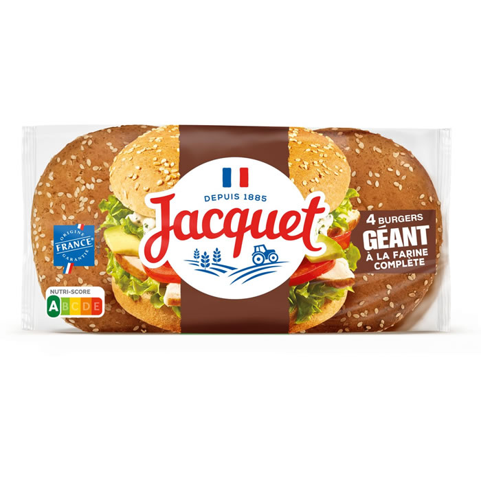 JACQUET Pains hamburgers géants à la farine complète