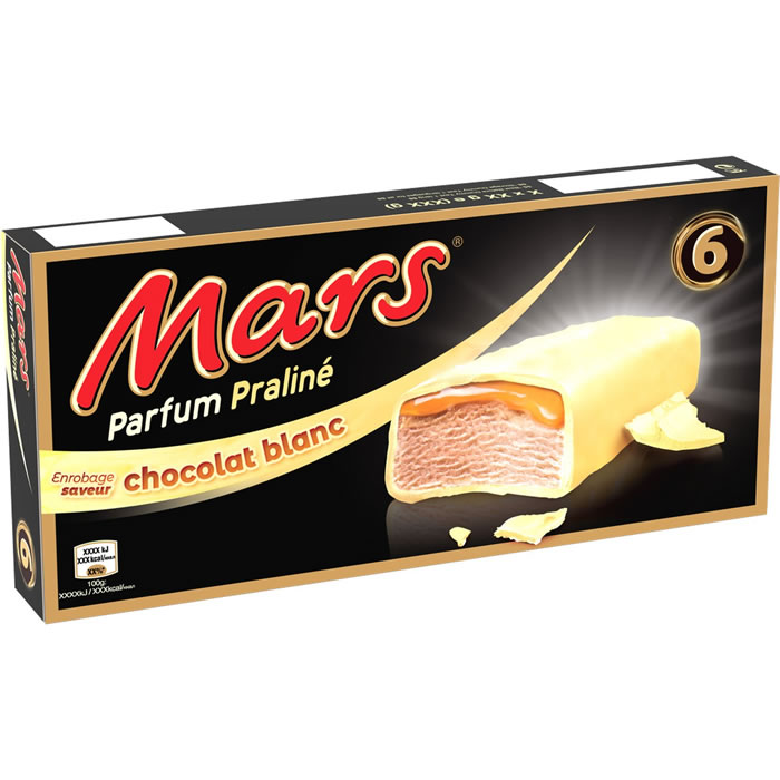 MARS Barres glacées praliné chocolat blanc