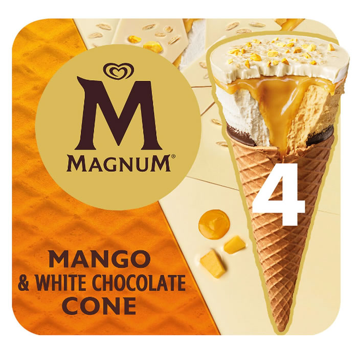MAGNUM Cônes glacés au chocolat blanc et mangue