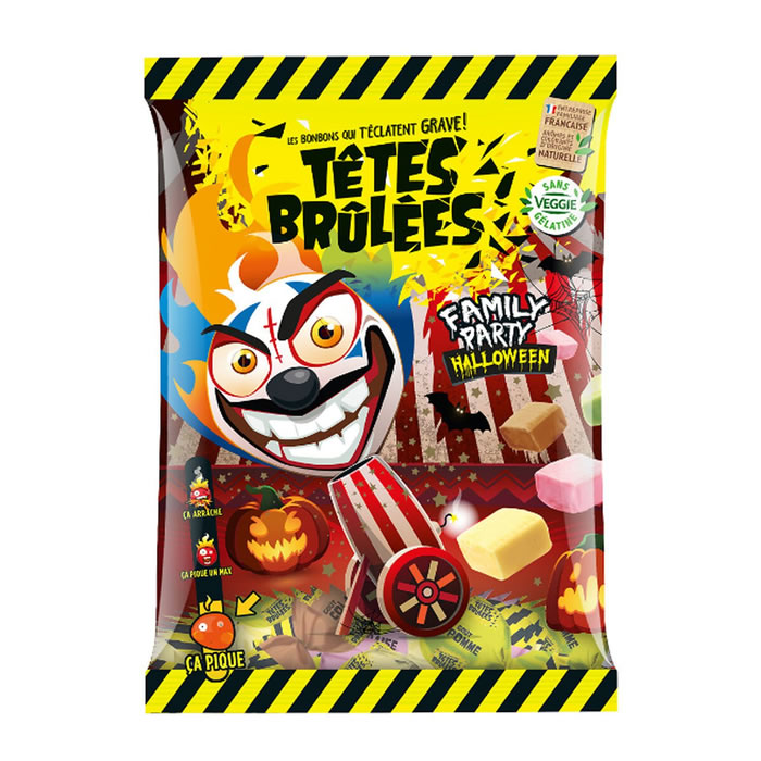 TETES BRULEES Family Party Halloween Bonbons acidulés aromatisés