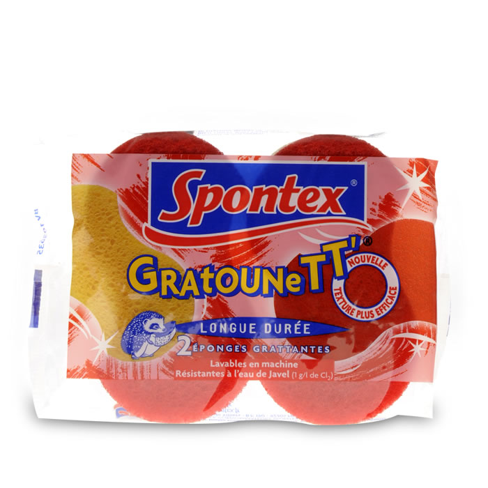 SPONTEX Gratounett' Eponges grattantes longue durée