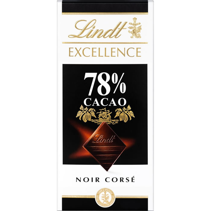 LINDT : Excellence - Tablette de chocolat noir 78% - chronodrive