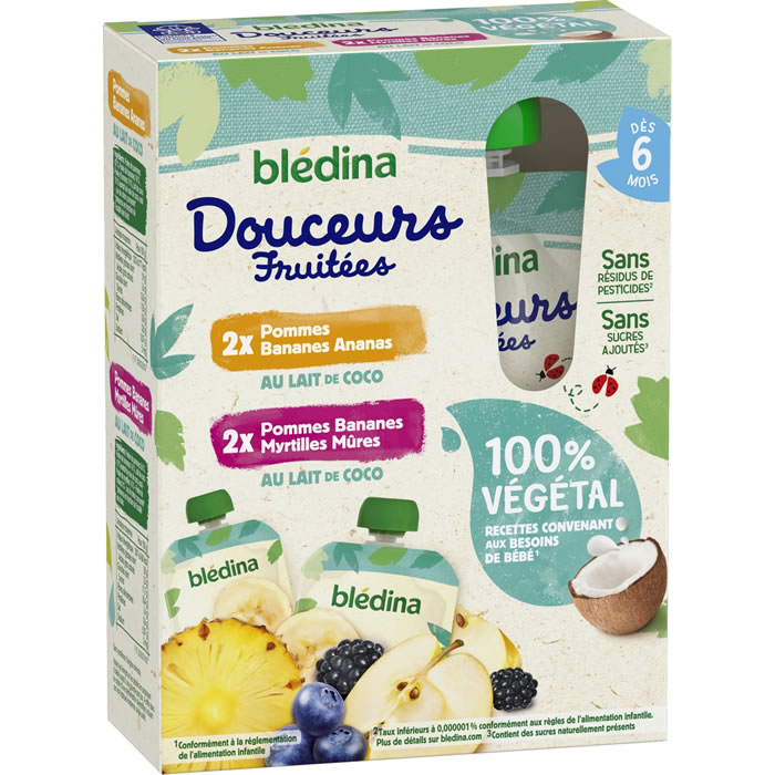 BLEDINA Douceurs Fruitées Dessert aux fruits et lait de coco dès 6 mois
