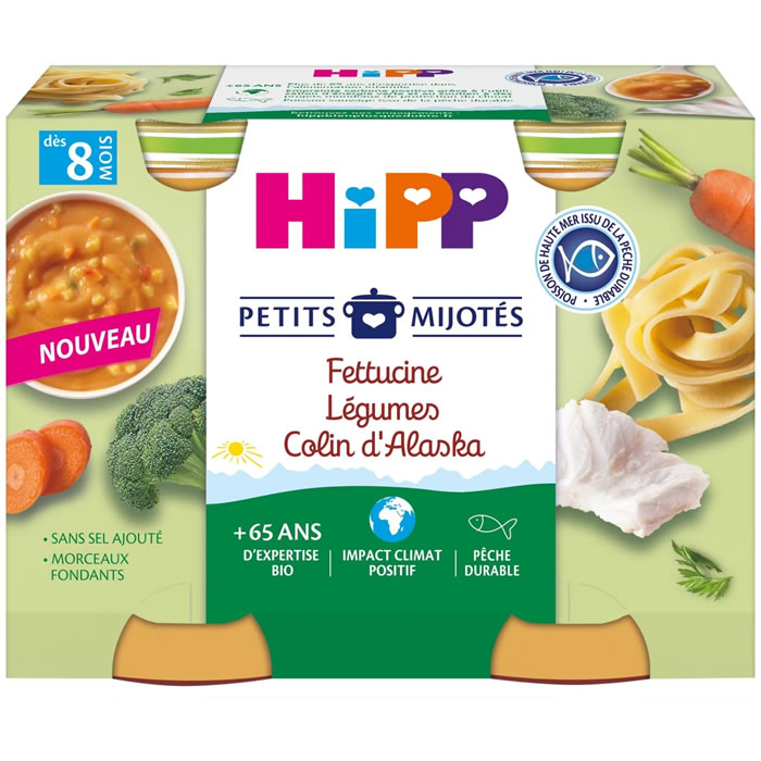 HIPP Petits Mijotés Fettucine, légumes et colin d'Alaska dès 8 mois