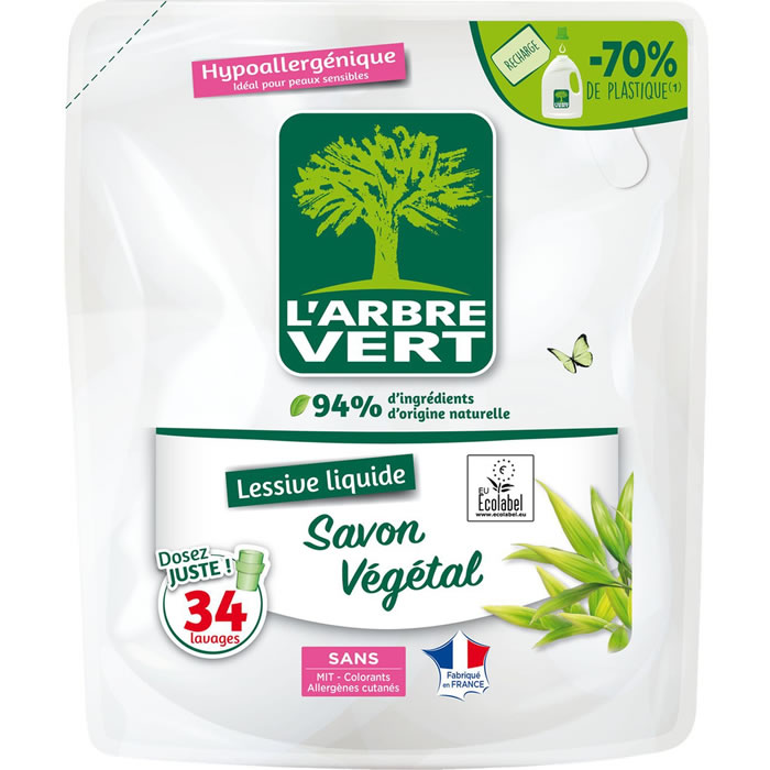 L'ARBRE VERT Recharge lessive liquide au savon végétal