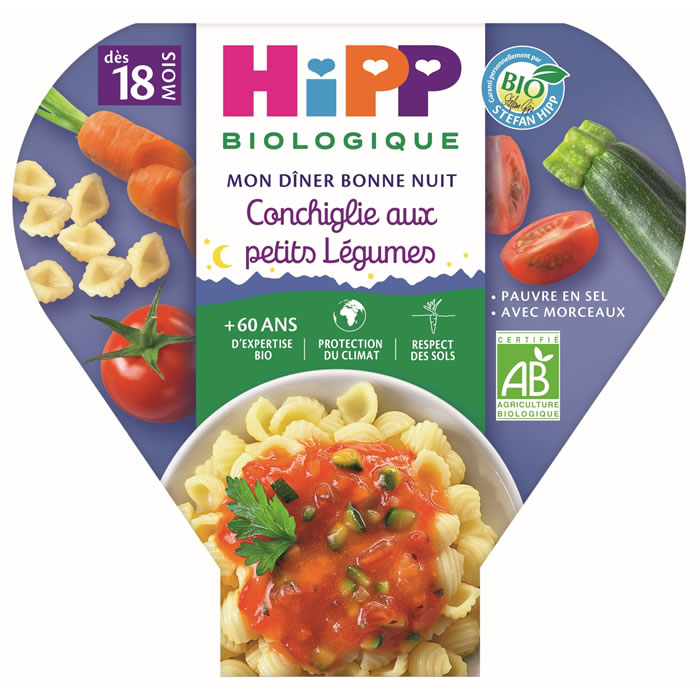 HIPP Bonne Nuit Conchiglie aux petits légumes bio dès 18 mois