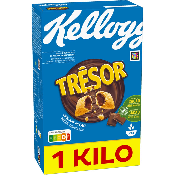 KELLOGG'S Trésor Céréales fourrées au chocolat au lait