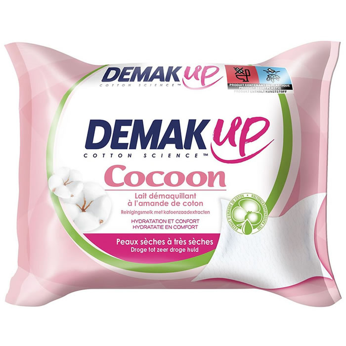 DEMAK'UP Cocoon Lingettes démaquillantes au lait et amande de coton