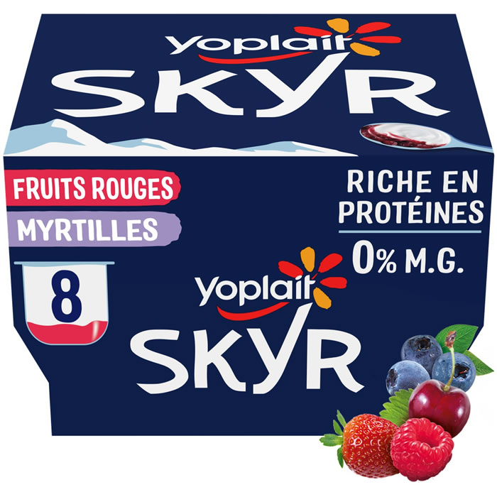 YOPLAIT Skyr sur lit de myrtilles et fruits rouges 0% M.G
