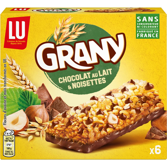 GRANY Barres céréalières au chocolat au lait et noisettes