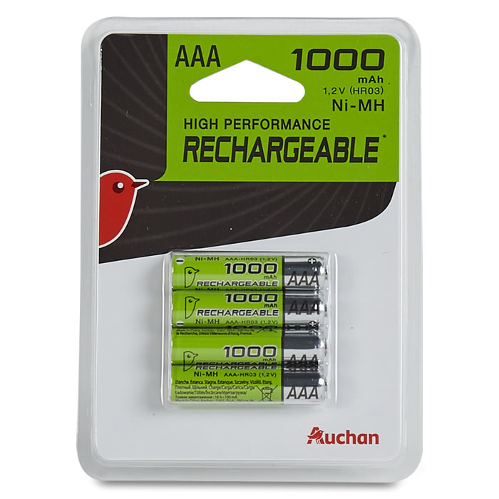 AUCHAN Piles rechargeables HR03 - type AAA 1000 Mah