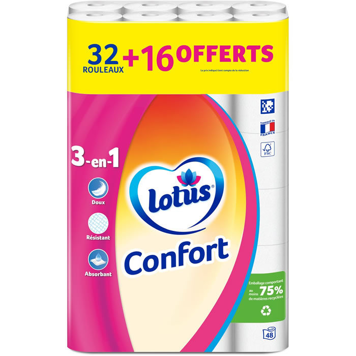 LOTUS Confort Papier toilette aquatube 2 épaisseurs