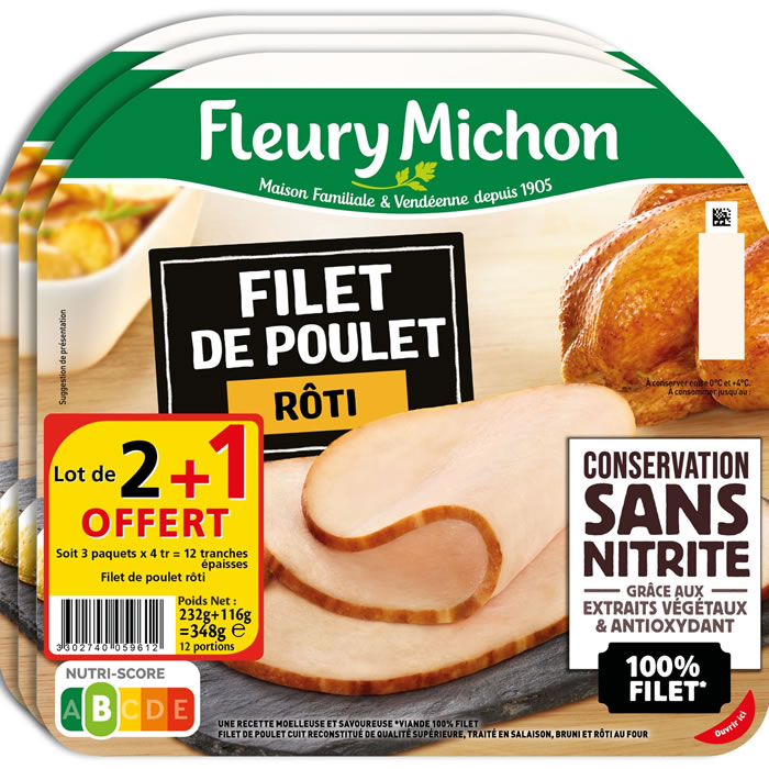 FLEURY MICHON Filet de poulet rôti sans nitrite