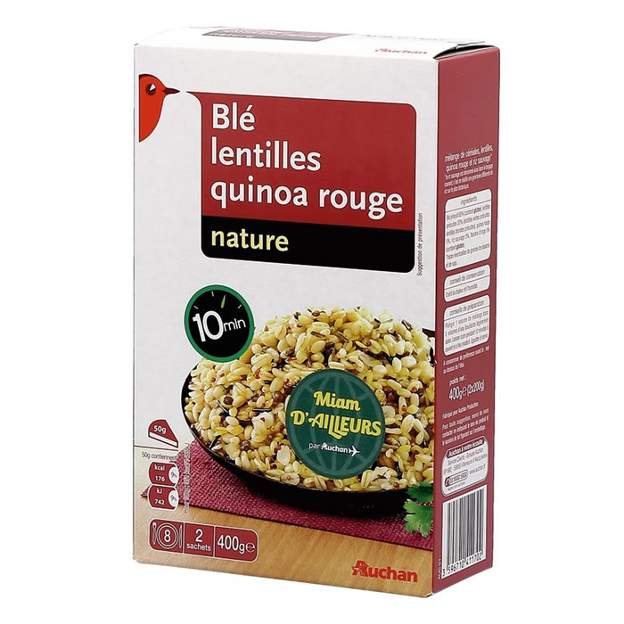AUCHAN Mélange de blé, lentilles et quinoa rouge