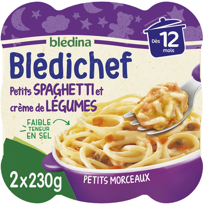 BLEDINA Blédichef Spaghetti et crème de légumes dès 12 mois