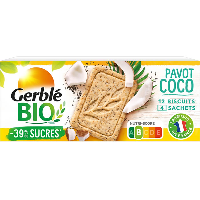GERBLE Biscuits au pavot et noix de coco bio