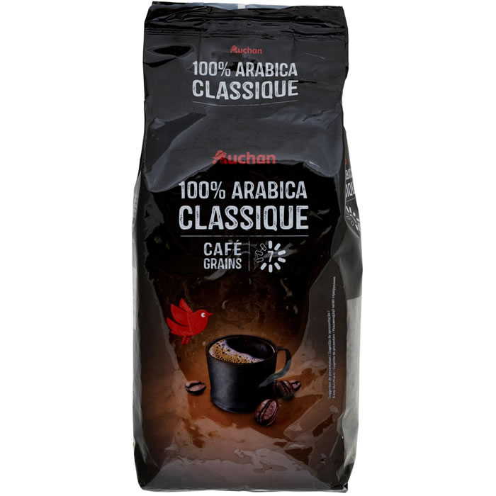 AUCHAN Café en grain pur arabica N°7