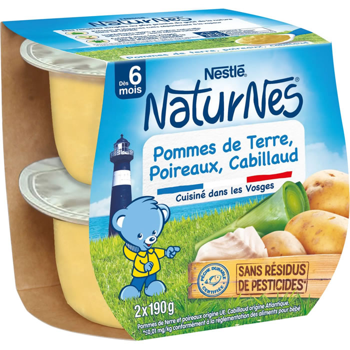 NESTLE Naturnes Pommes de terre, poireaux et cabillaud dès 6 mois