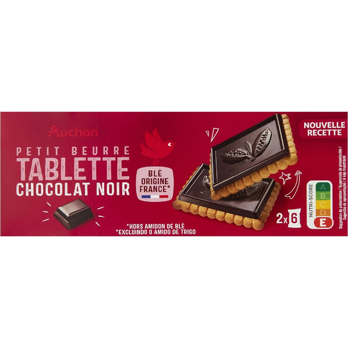 AUCHAN Biscuits petit beurre avec tablette de chocolat noir
