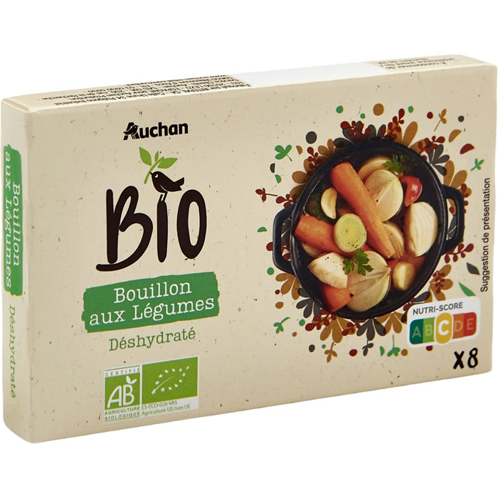 AUCHAN Bouillon aux légumes et aromates bio