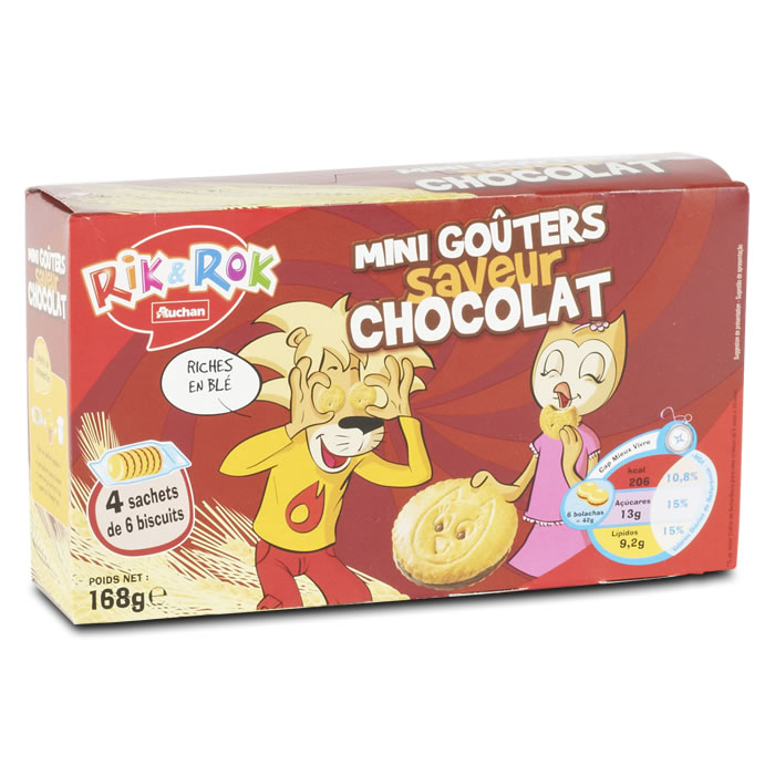 AUCHAN Rik & Rok Mini biscuits fourrés au chocolat