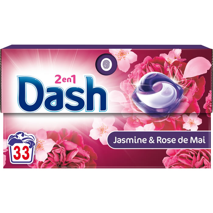 DASH Lessive capsules 2 en 1 jasmine et rose de mai