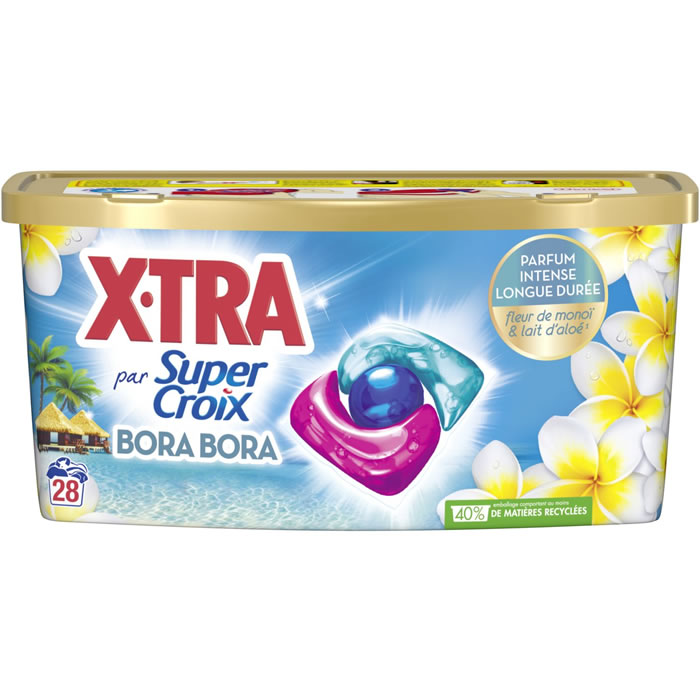 Super Croix Duo-Caps Bora Bora – 28 Lavages (28 caps) – Lessive en Capsules Parfumée – Fleur de Monoi & Lait d'Aloe