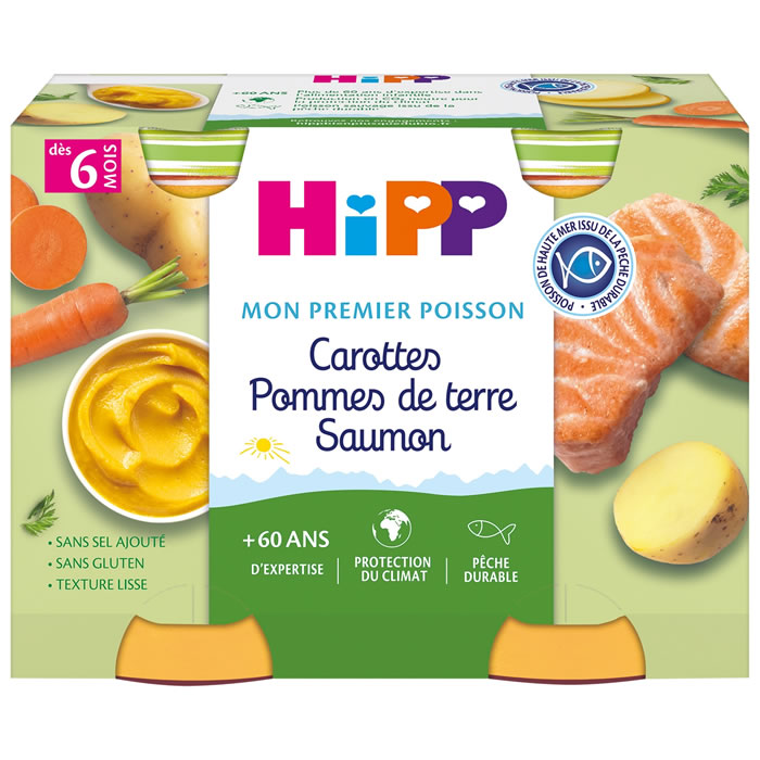 HIPP Carottes, pommes de terre et saumon MSC dès 6 mois
