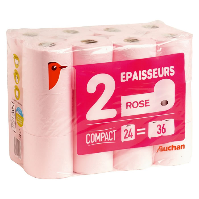 AUCHAN Compact Papier toilette rose