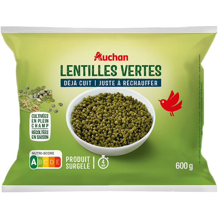 AUCHAN Lentilles vertes cuit