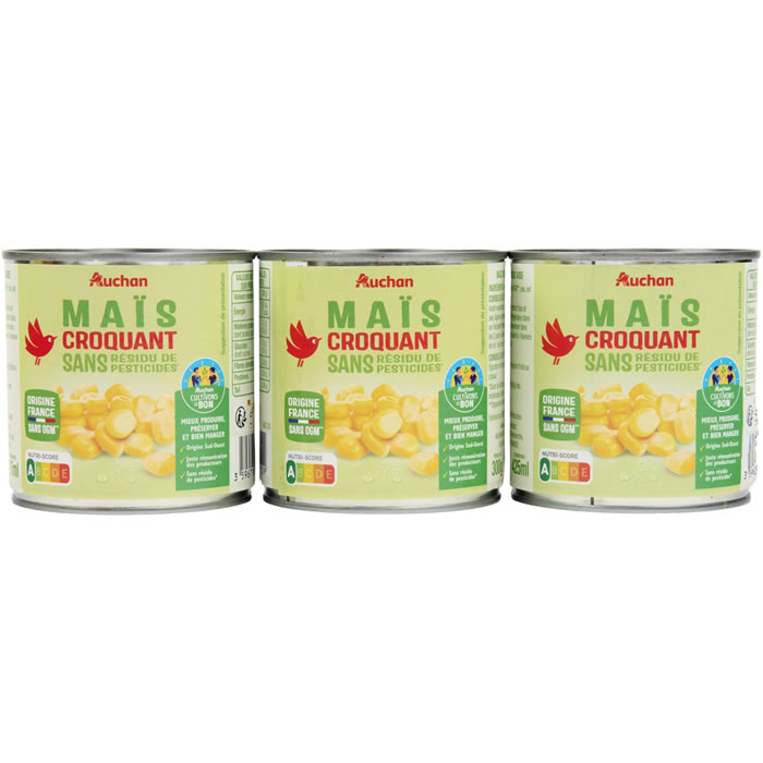 AUCHAN Maïs croquant sans résidu de pesticides