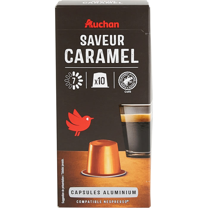 AUCHAN Capsules de café saveur caramel N°7