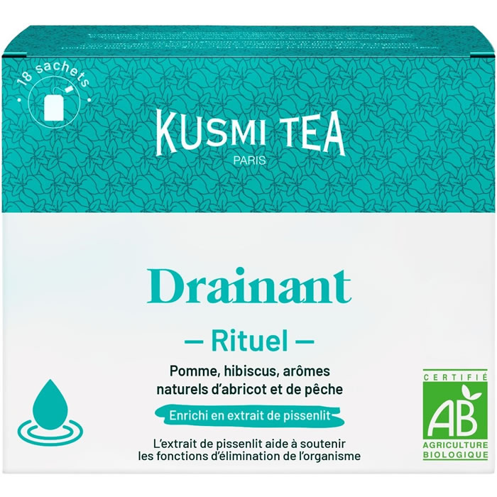 KUSMI TEA Rituel drainant Infusion pomme, hibiscus, abricot et pêche bio