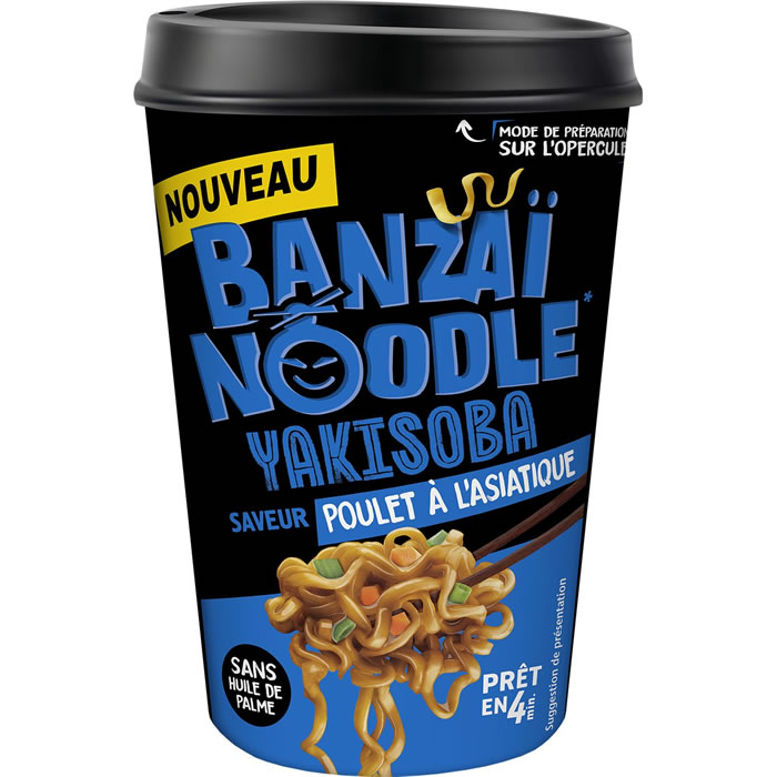 BANZAI NOODLE Nouilles yakisoba saveur poulet à l'asiatique