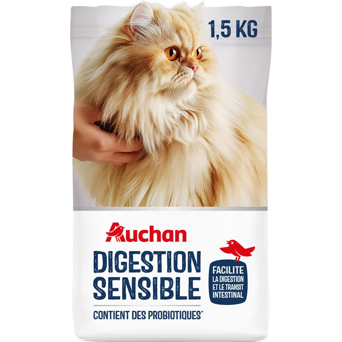 AUCHAN Croquettes spécial digestion sensible pour chat adulte