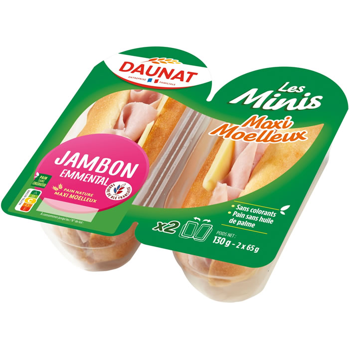 DAUNAT Les Minis Sandwich au jambon et emmental