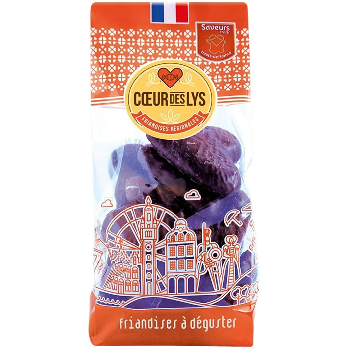 COEUR DES LYS Guimauve en forme de coeur enrobée de chocolat noir.
