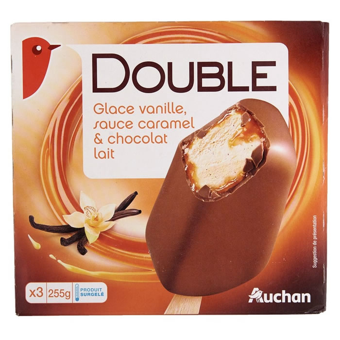 AUCHAN Double Bâtonnets glacés au chocolat et caramel