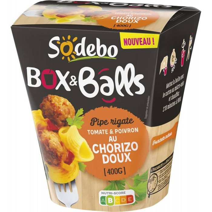 SODEBO Box & Balls Pipe rigate à la tomate, poivron et chorizo