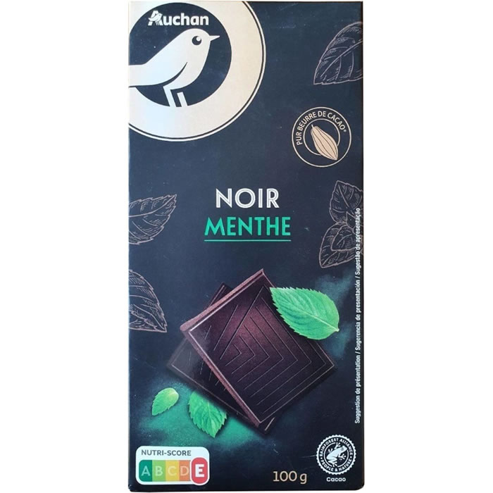 AUCHAN Gourmet Tablette de chocolat noir à la menthe