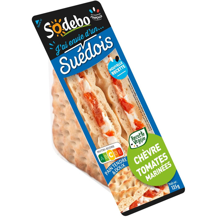 SODEBO Sandwich suédois au chèvre et tomates marinées