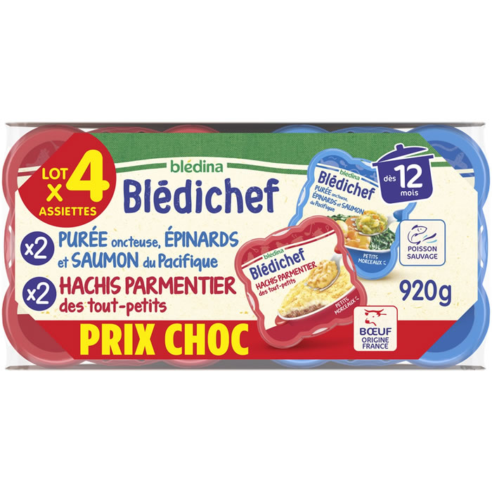 BLEDINA Blédichef Purée épinard saumon et hachis parmentier dès 12 mois