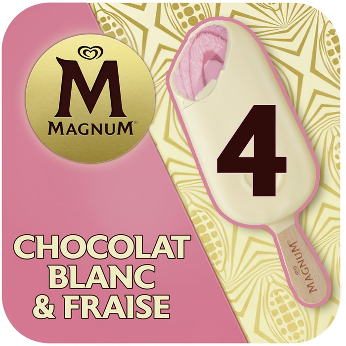 MAGNUM Bâtonnets glacés fraise et chocolat blanc
