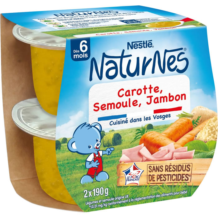 NESTLE Naturnes Carotte, semoule et jambon dès 6 mois