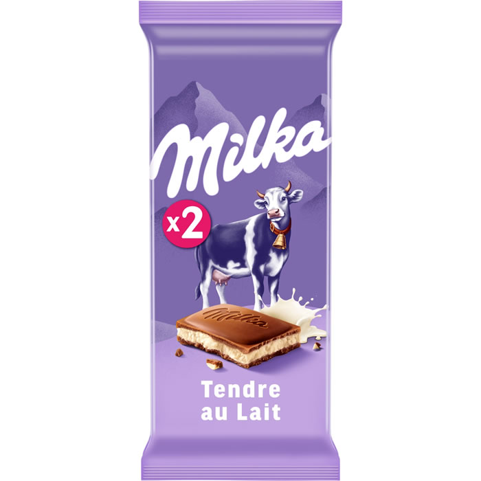 MILKA Tablette de chocolat au lait fourrée au lait