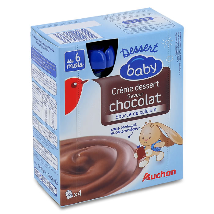 AUCHAN Baby Crème dessert lacté au chocolat dès 6 mois